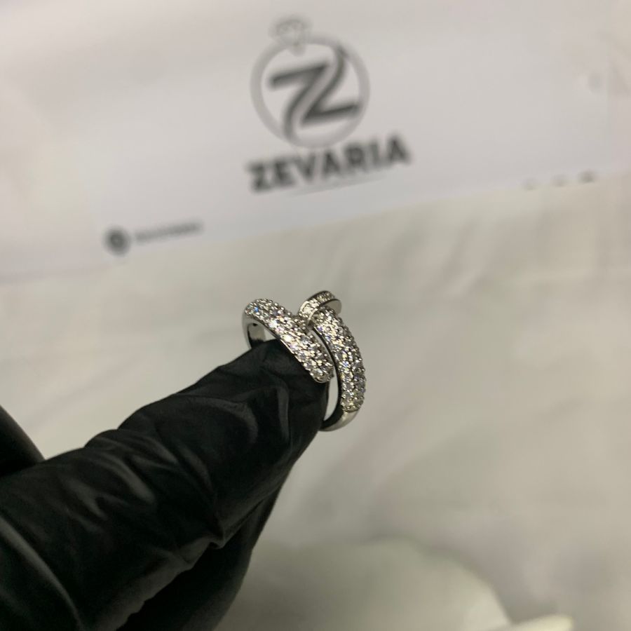 Silver Stoned Nail Ring