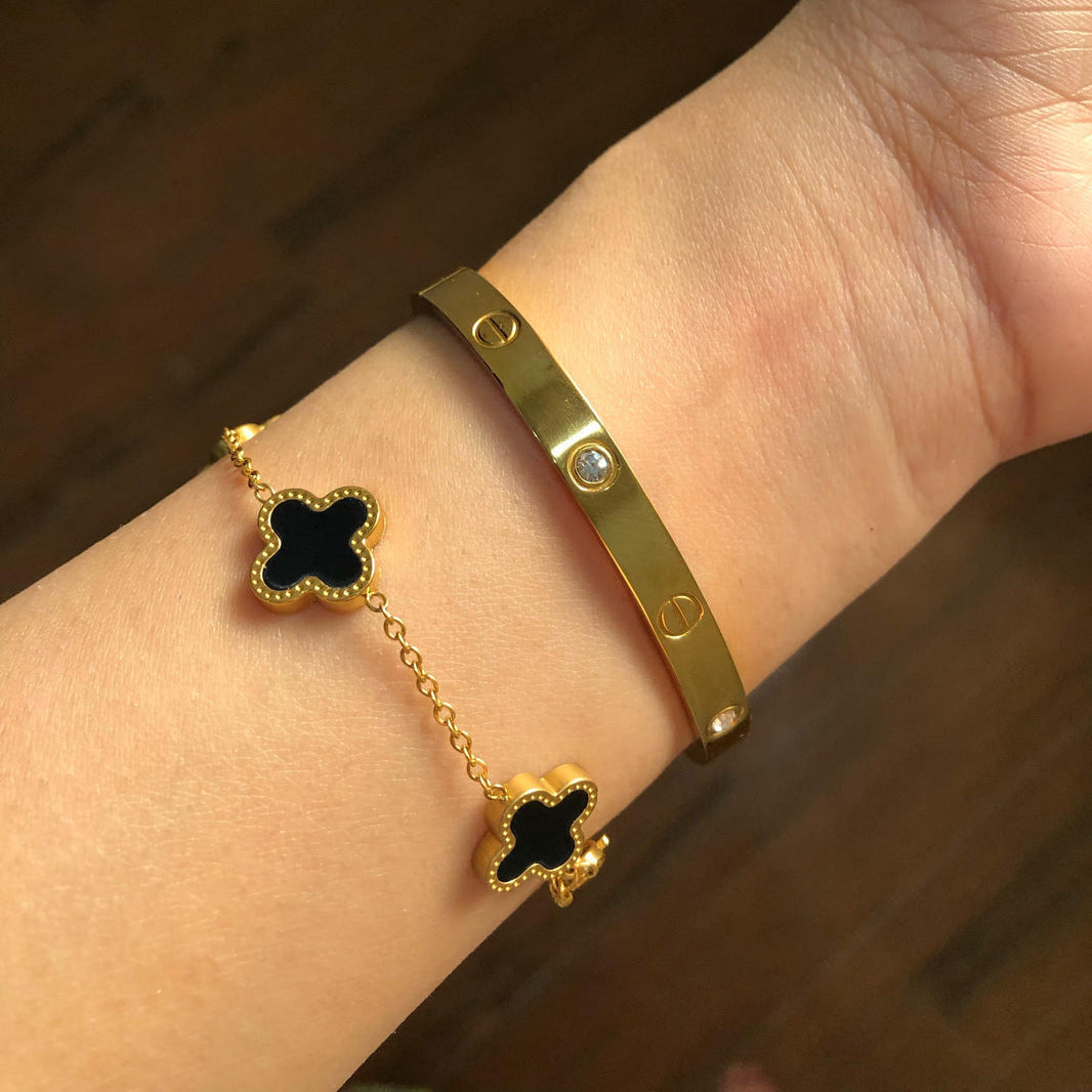 Cartier Bangle And Clover Bracelet ‘Stack’