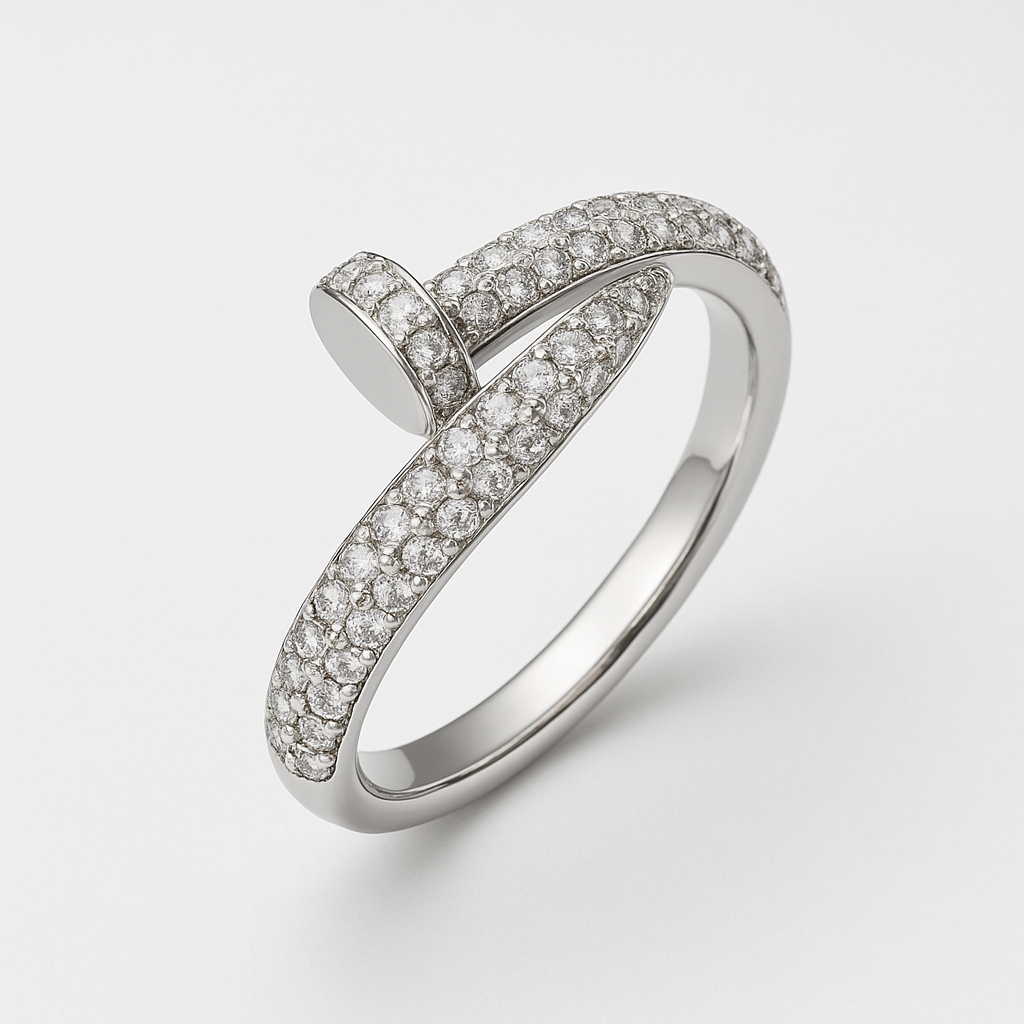 Silver Stoned Nail Ring