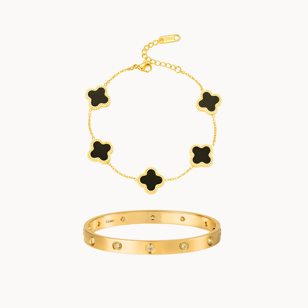 Cartier Bangle And Clover Bracelet ‘Stack’