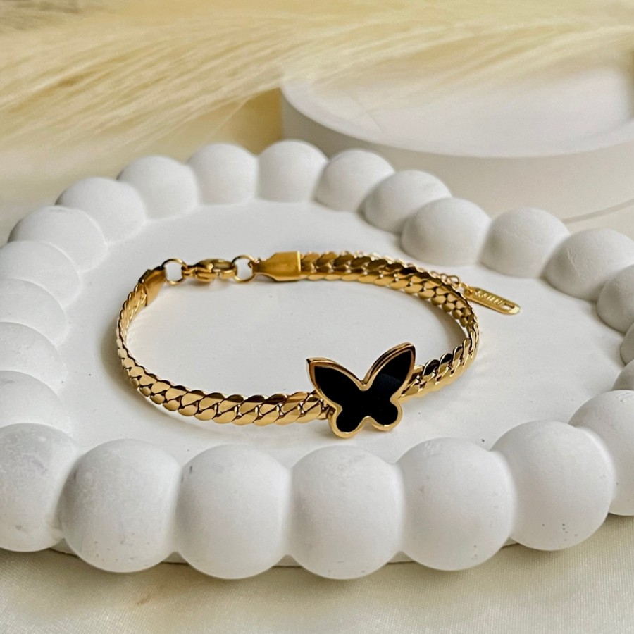 Flutter Chain butterfly Bracelet- Black