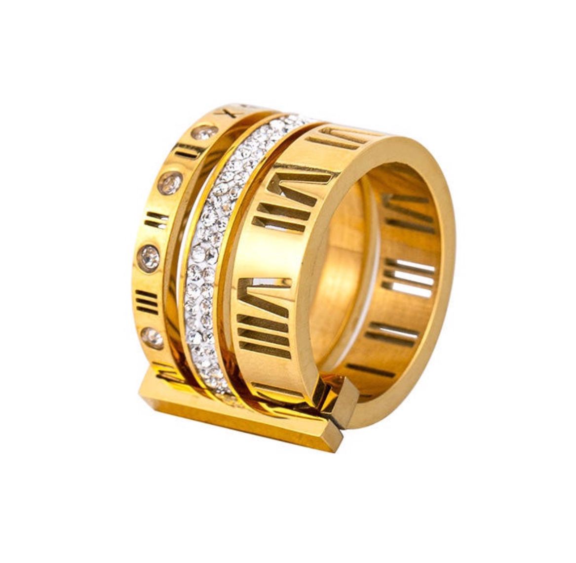 Three layers Golden Stack Ring