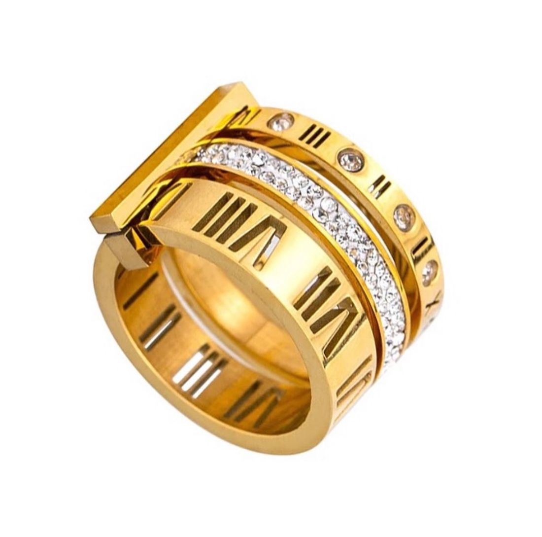 Three layers Golden Stack Ring