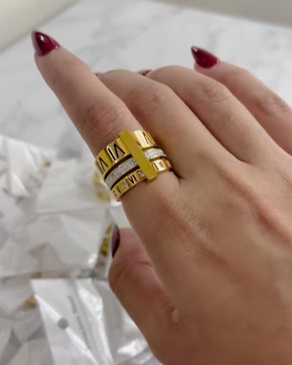 Three layers Golden Stack Ring