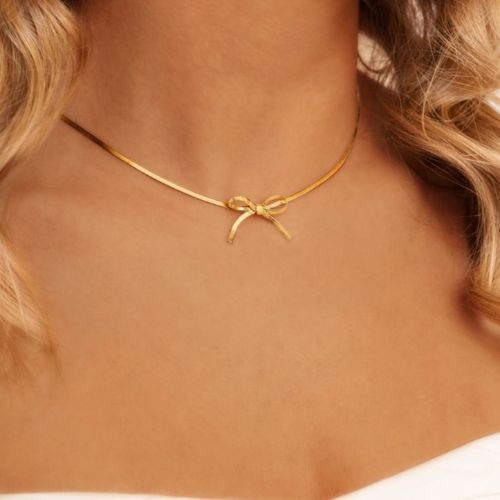 Snake chain Bow necklace