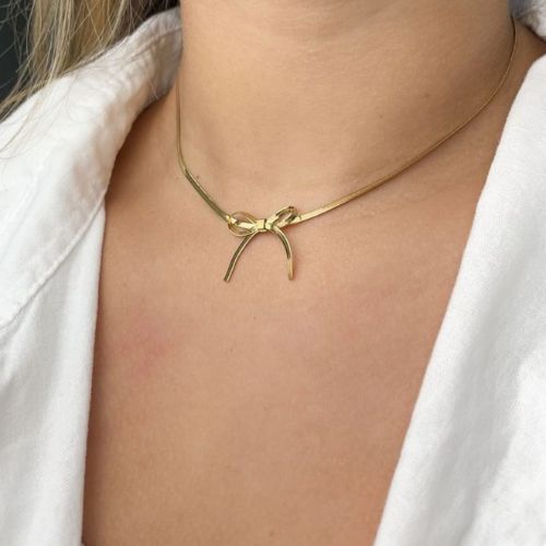Snake chain Bow necklace