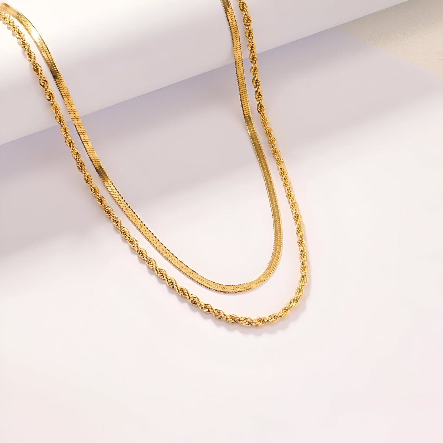 Snake & Rope Double Chain Necklace