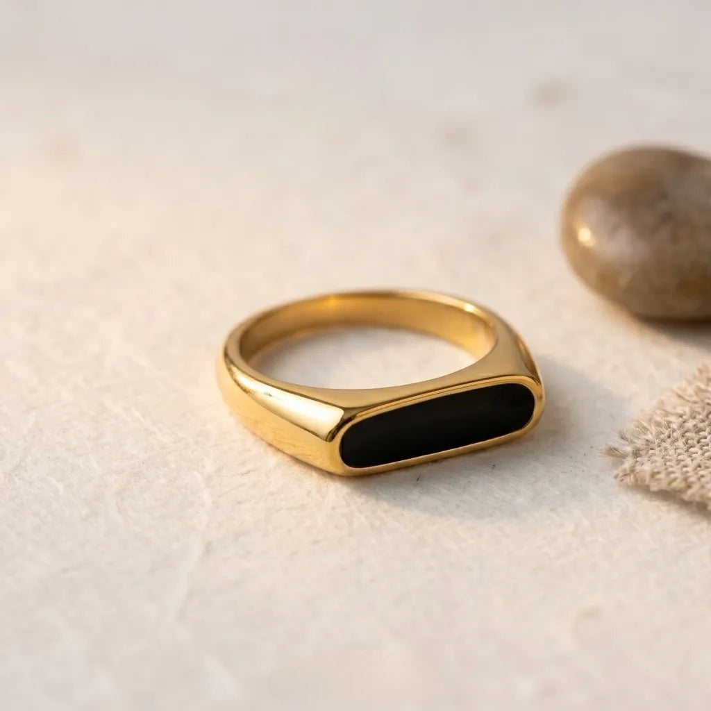 Golden Black Italian Ring