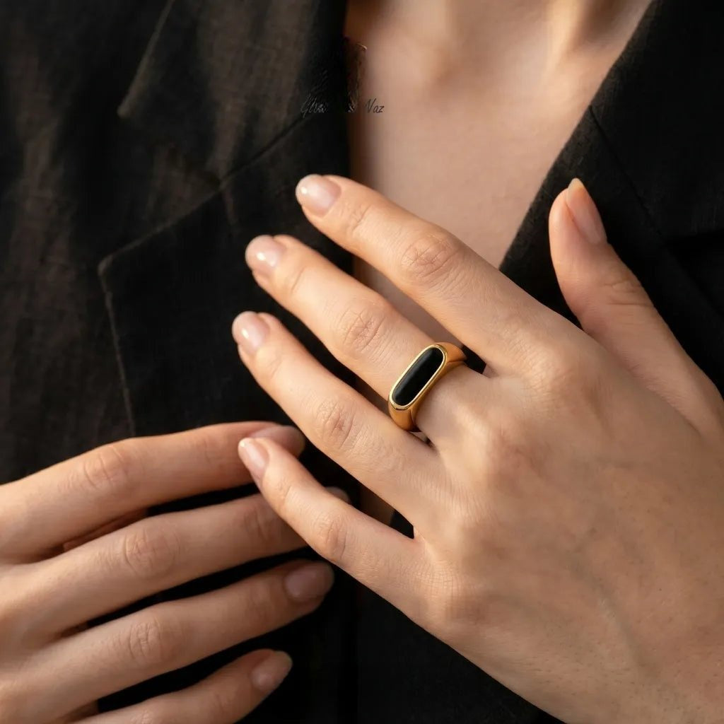Golden Black Italian Ring
