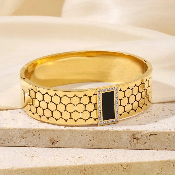 Black Honey Comb Bangle