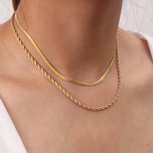 Snake & Rope Double Chain Necklace
