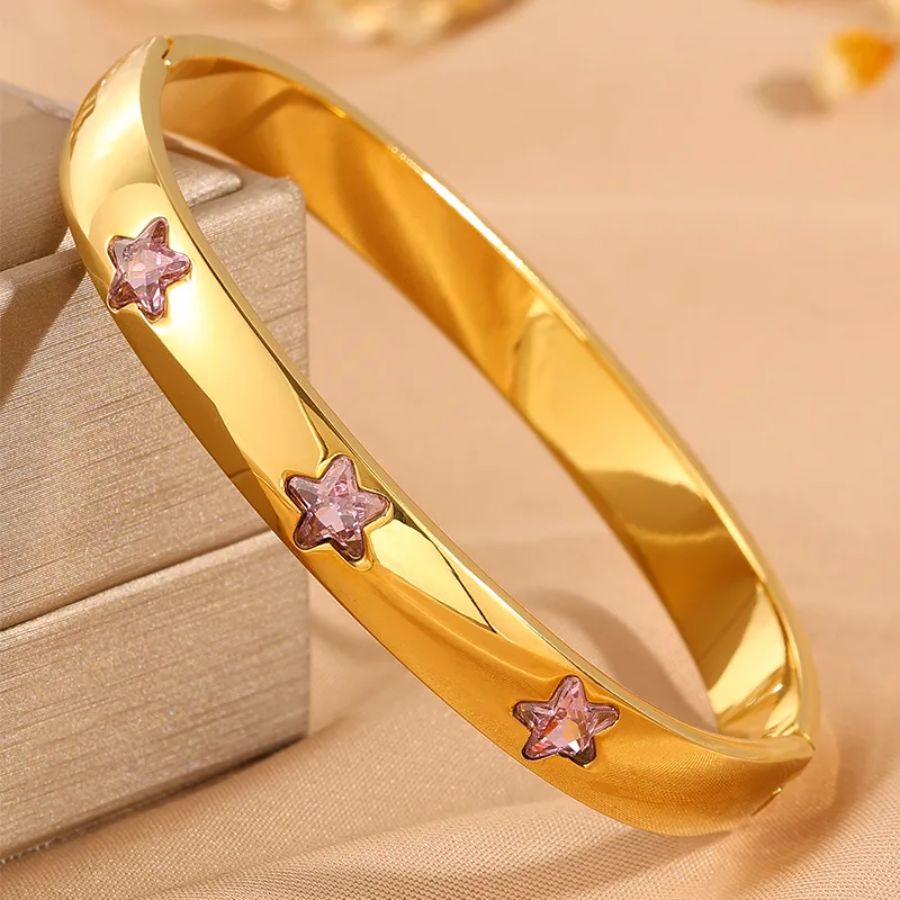 Green, Pink, White Stars bangles