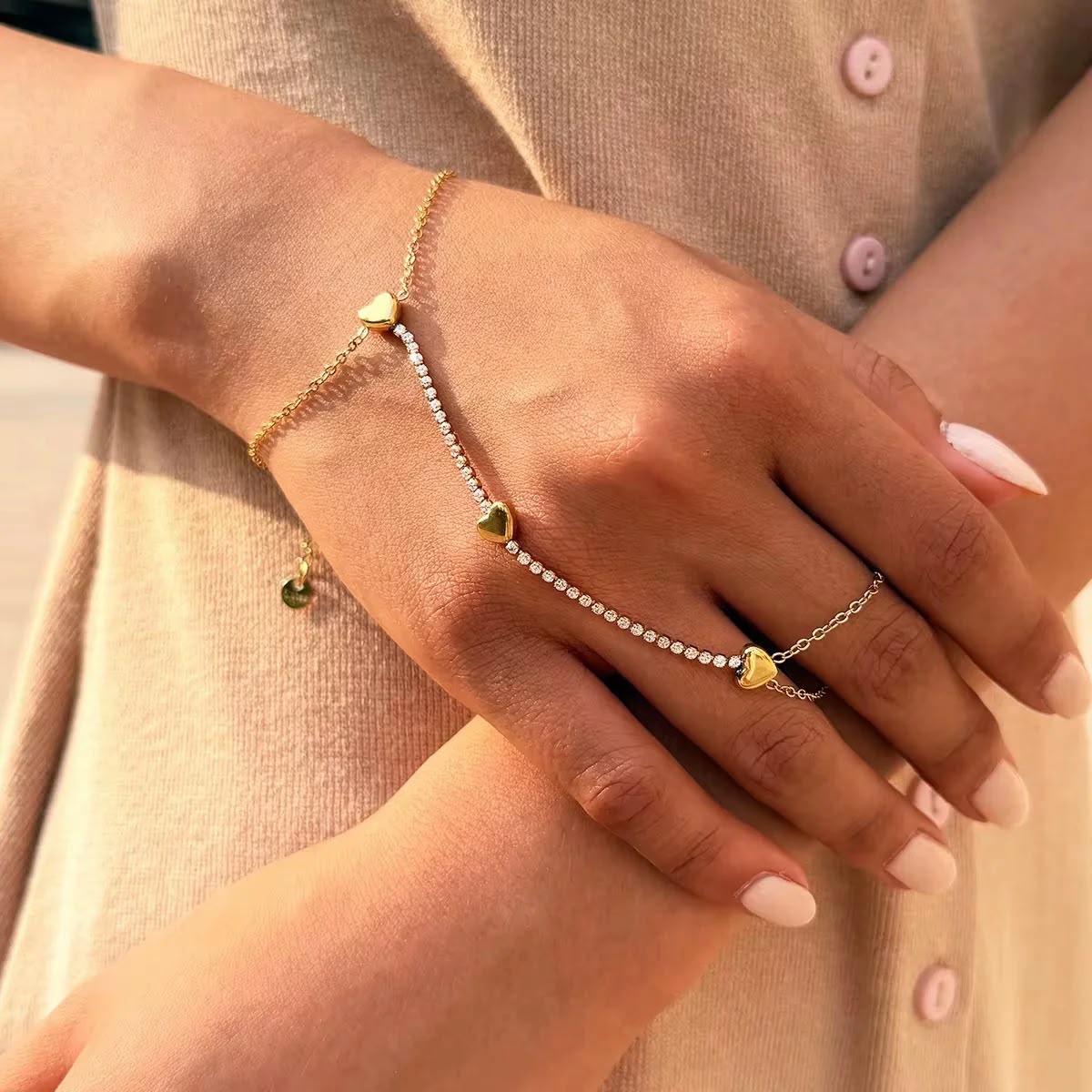 Trio Heart Crystal Handchain