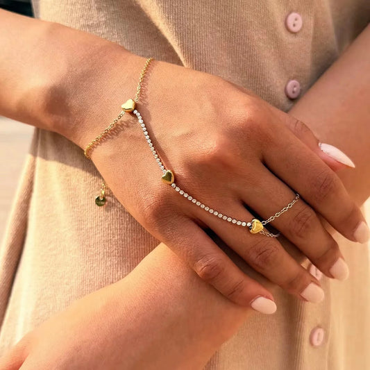 Trio Heart Crystal Handchain
