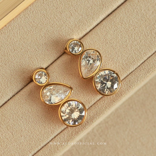 Triple Crystal Drop Earrings