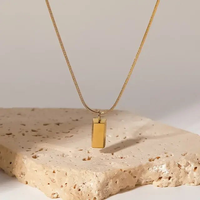 Gold Bar Necklace - Stainless Steel