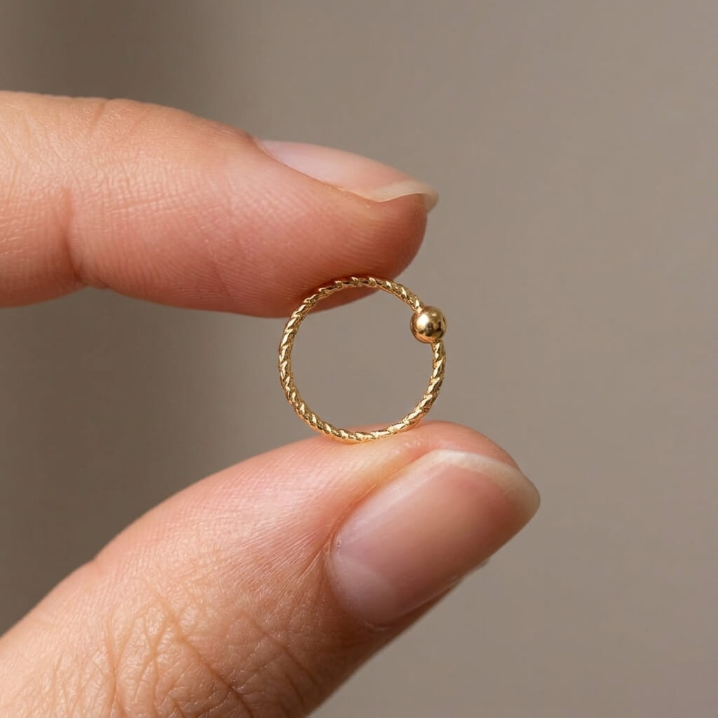 Twisted Golden Nose Ring
