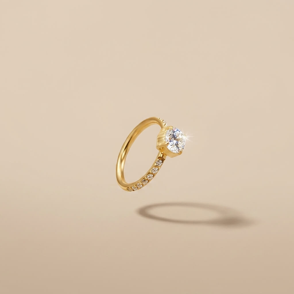 Center Stone Nose Ring - 7.5mm