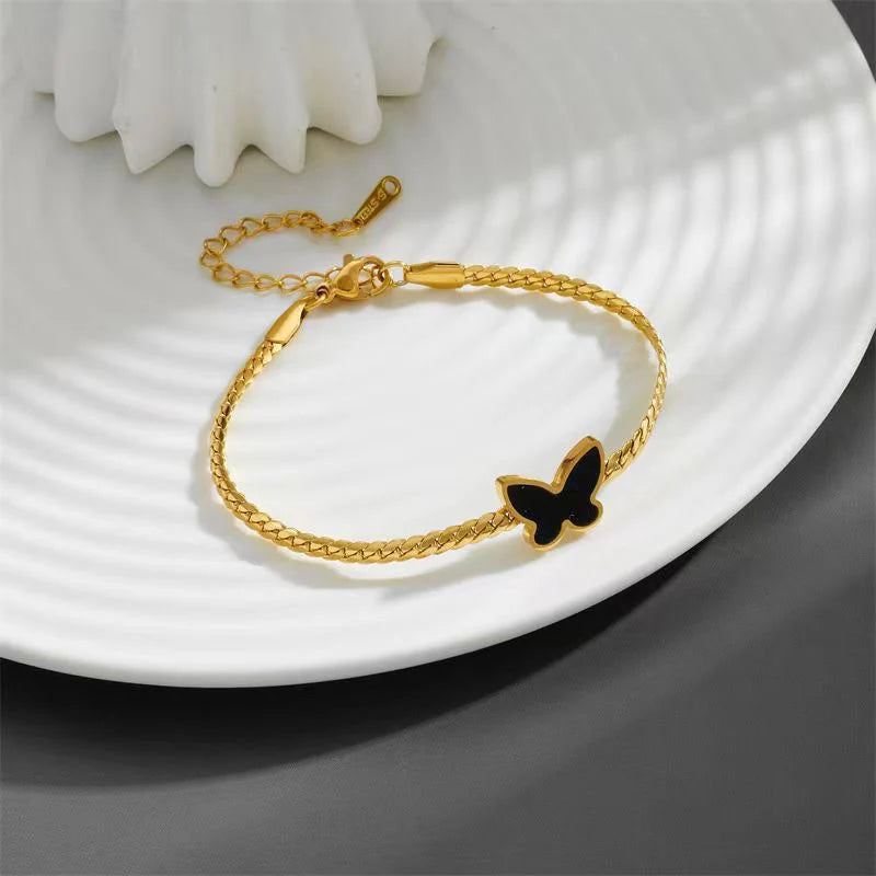 Flutter Chain butterfly Bracelet- Black