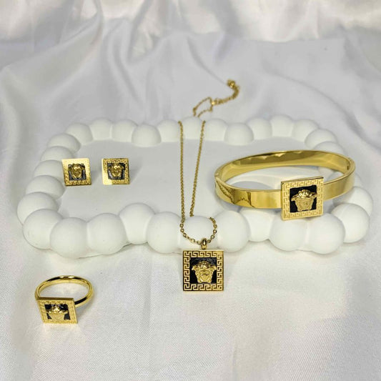 versace Bangle, Earring, Ring And Necklace Set