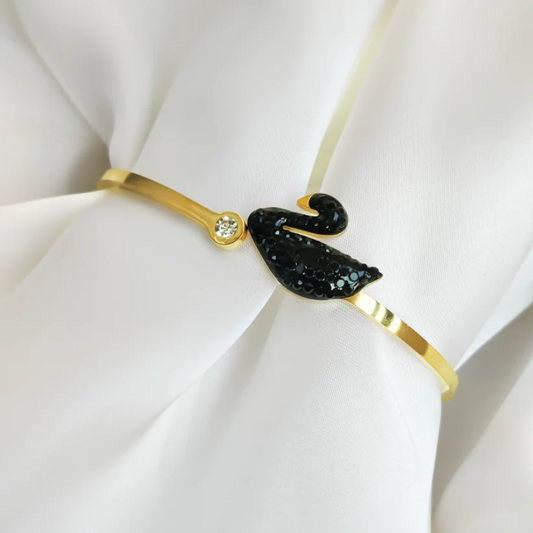 Black Swan Bangle Stones Studded