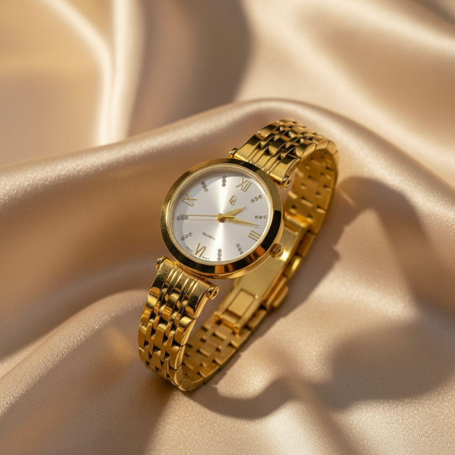 DL Golden, Round Dial watch - Womens