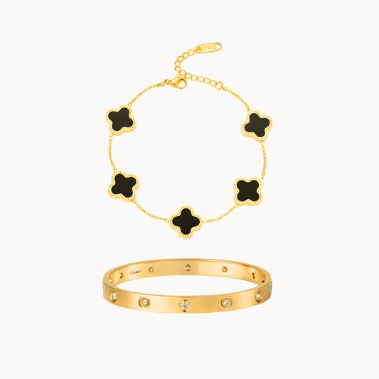 Cartier Bangle And Clover Bracelet ‘Stack’