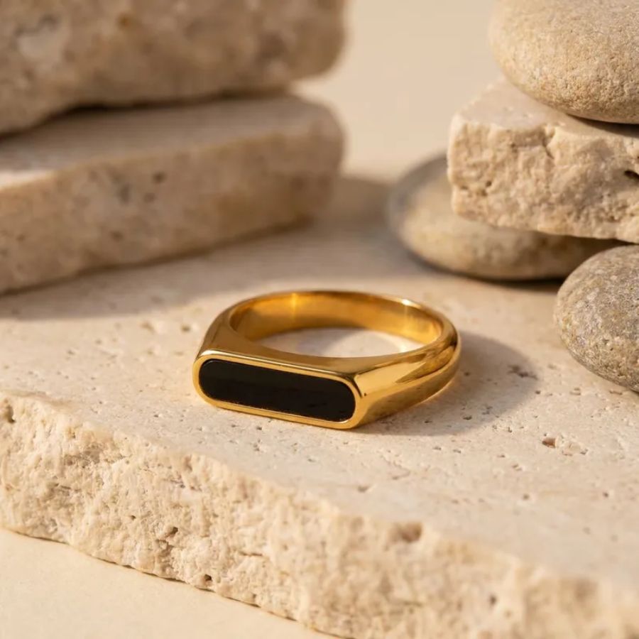 Golden Black Italian Ring