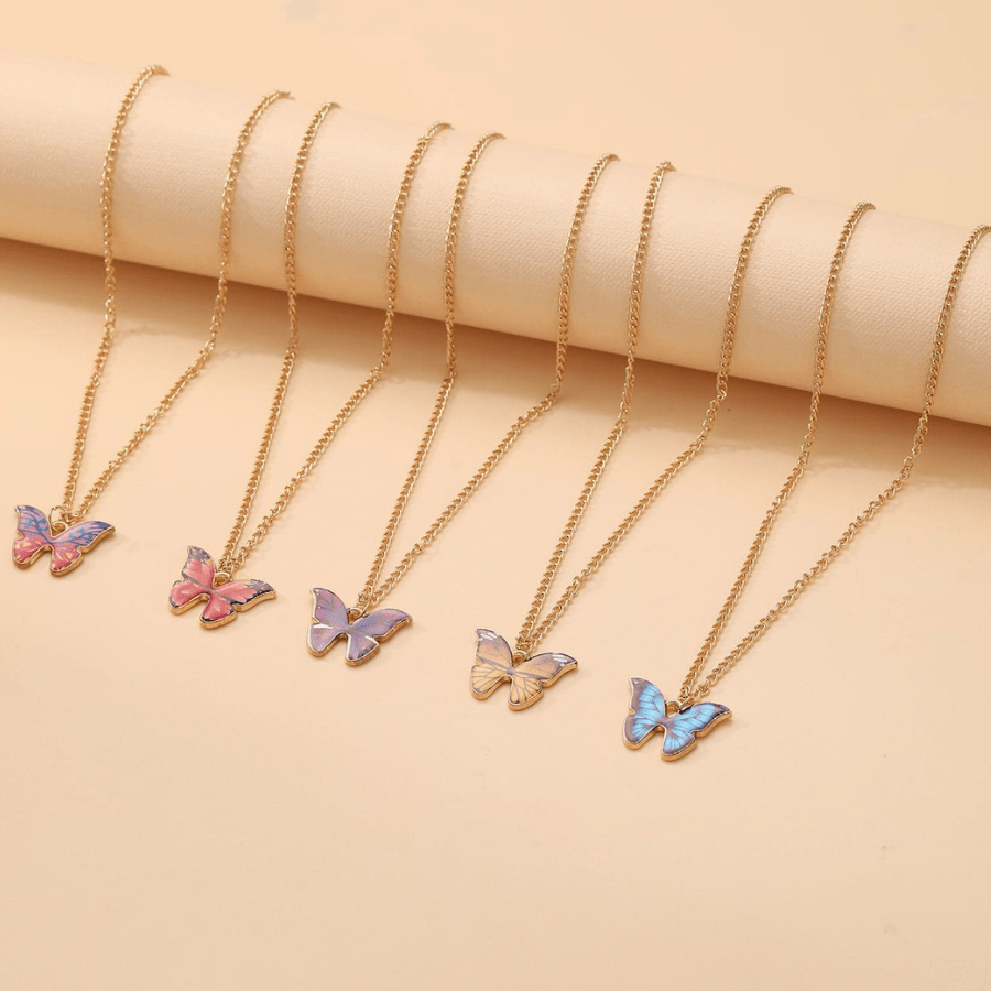 5pcs Butterfly Pendant Necklace