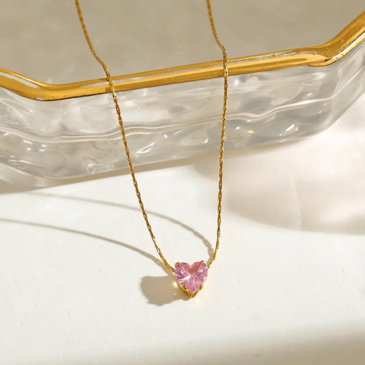 Pinky Pure Zircon Heart Necklace
