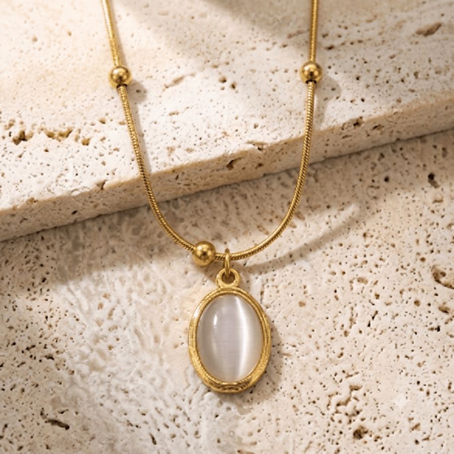 Natural Stone Necklaces - Green - Grey white - Rose