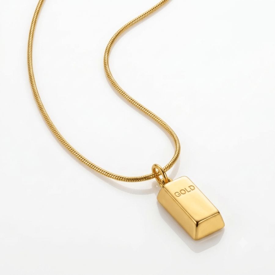 Gold Bar Necklace - Stainless Steel