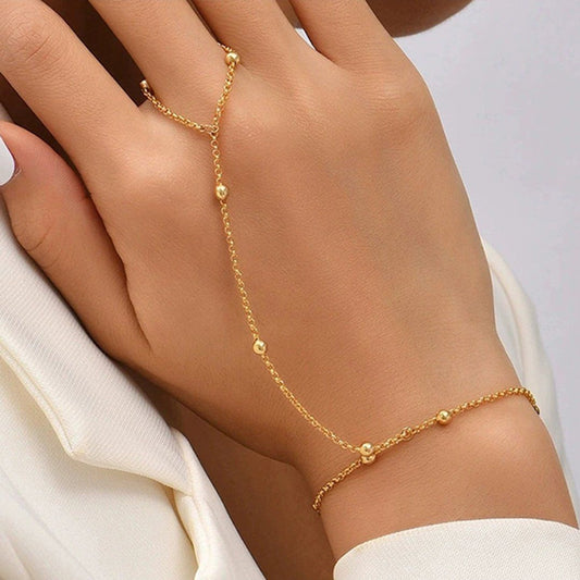 Golden Beaded Handchain