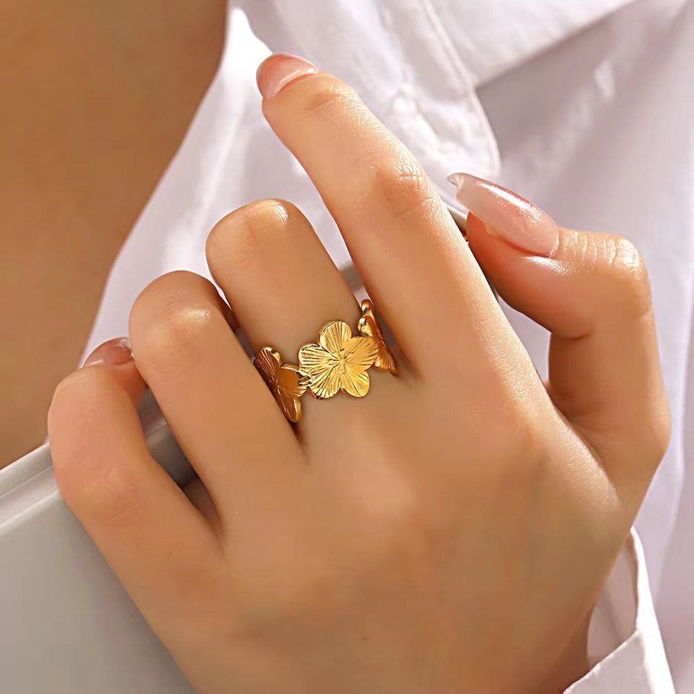 Flower Chunky Adjustable Ring