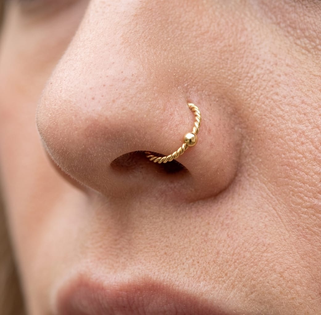 Twisted Golden Nose Ring