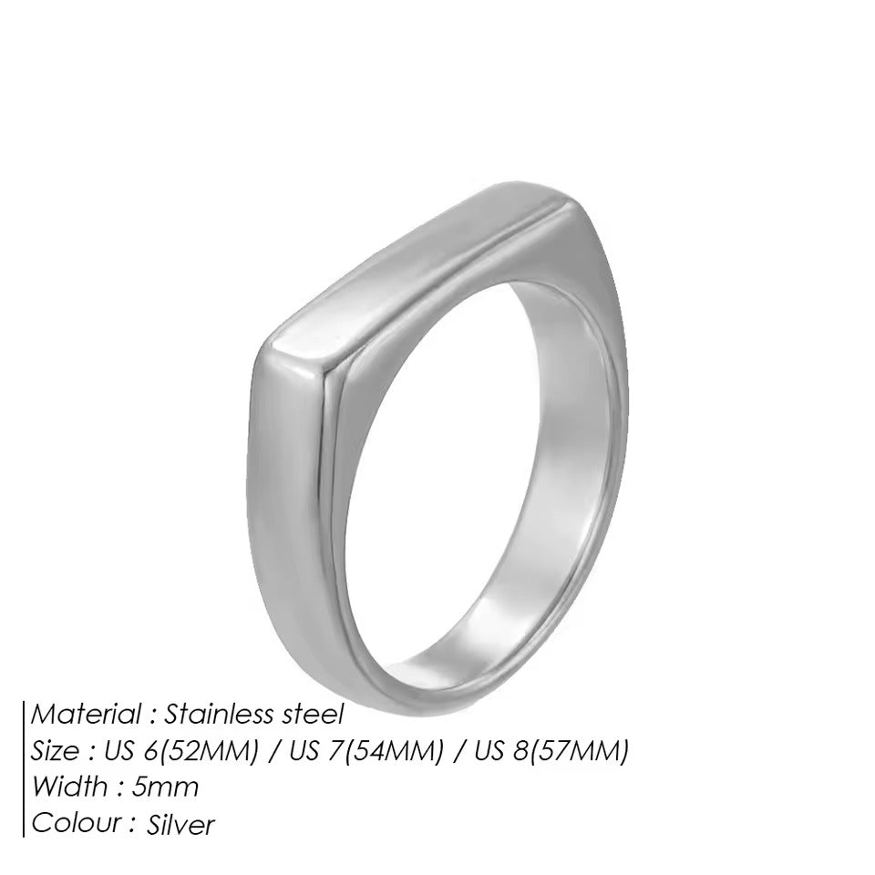 Golden & Silver Flat Ring - Stainless Steel