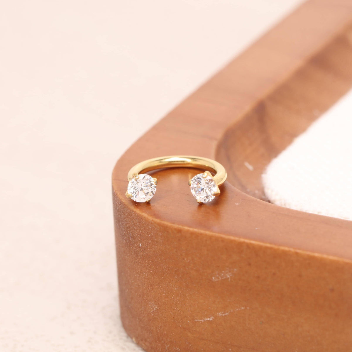 C Shape Double Stoned Nose Ring & Bali