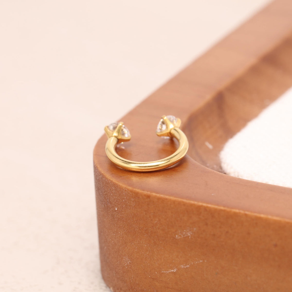 C Shape Double Stoned Nose Ring & Bali