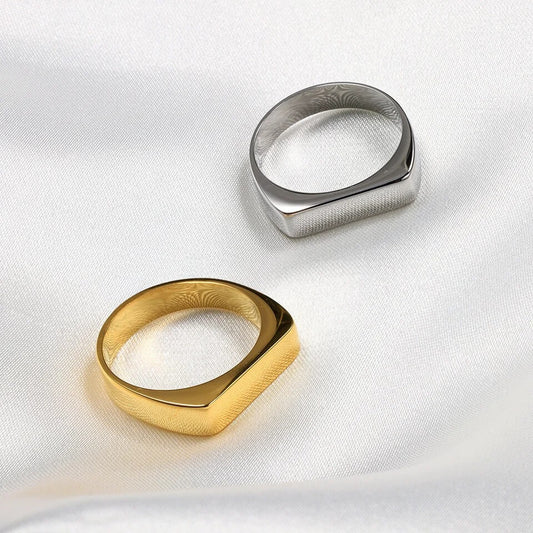 Couple Ring Silver And Golden Flat Ring - Stainless steel