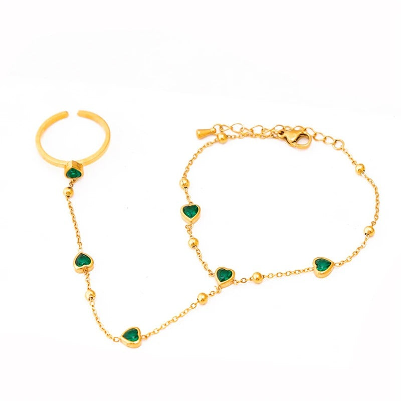 Green Bella Heart handchain