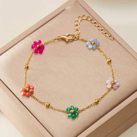 Colorful Crystal Flower Bracelet