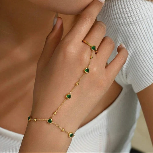 Green Bella Heart handchain