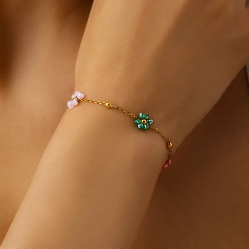 Colorful Crystal Flower Bracelet
