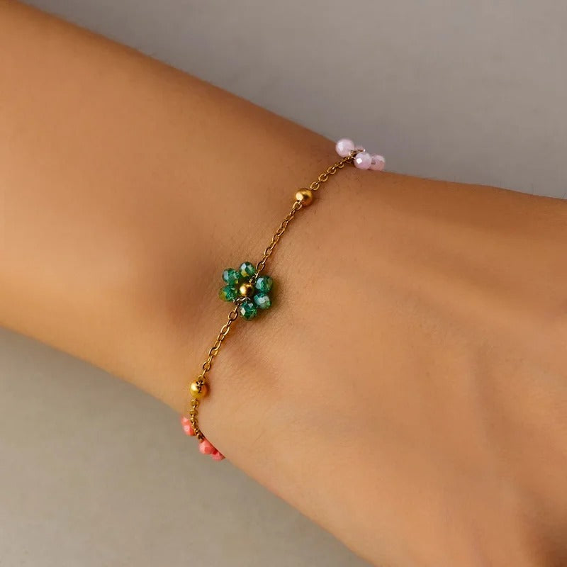 Colorful Crystal Flower Bracelet