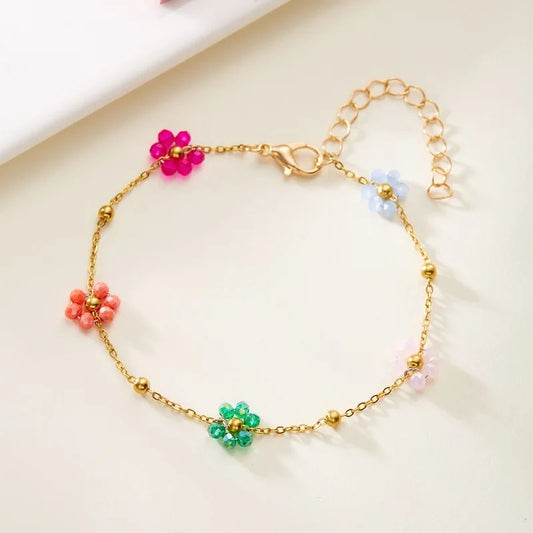Colorful Crystal Flower Bracelet