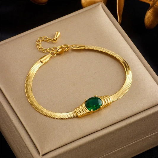 Emerald Green Stone Bracelet