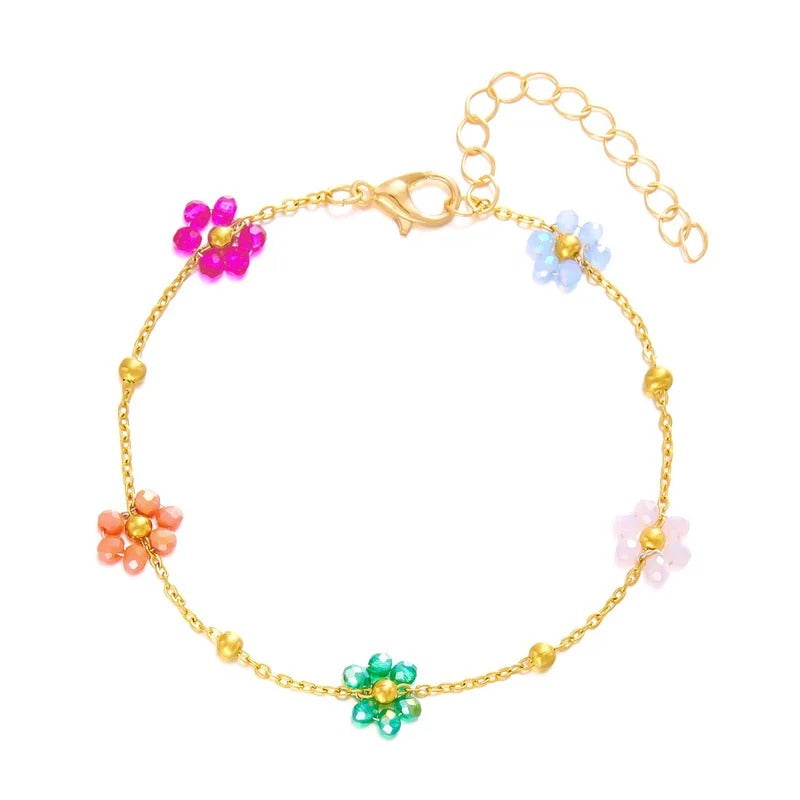 Colorful Crystal Flower Bracelet
