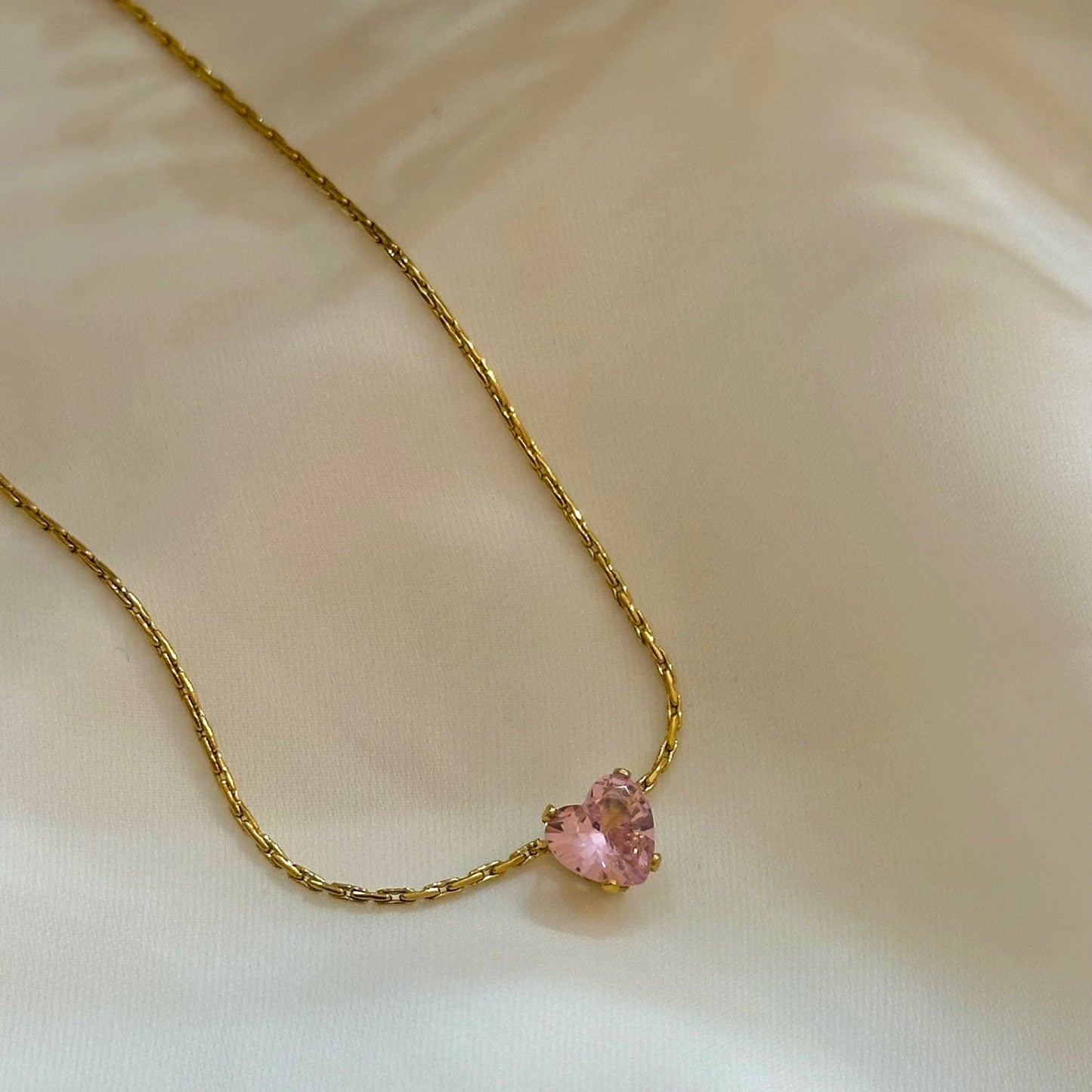 Pinky Pure Zircon Heart Necklace