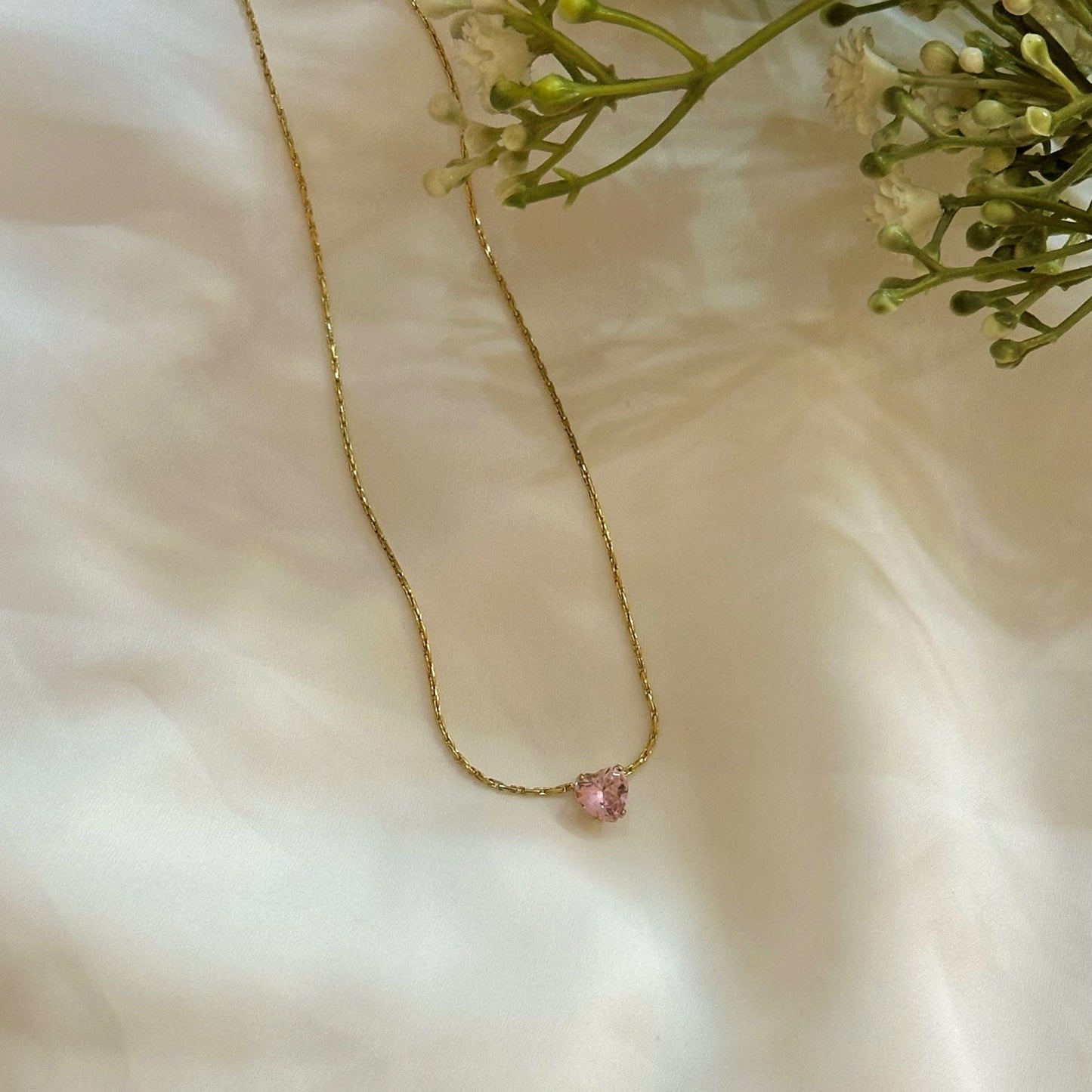 Pinky Pure Zircon Heart Necklace