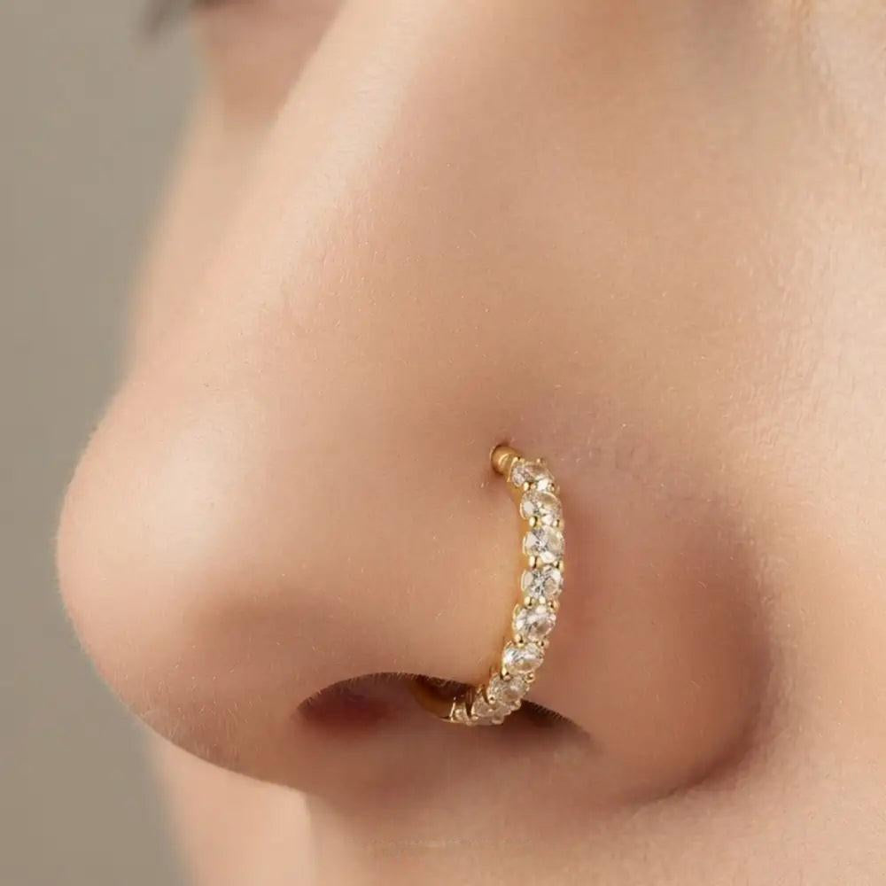 Wide Stone Nose Ring